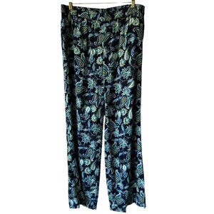 J.Jill Sz Md Pull On Pants New Paisley Lightweight Comfort Soft Pants Deep Blues
